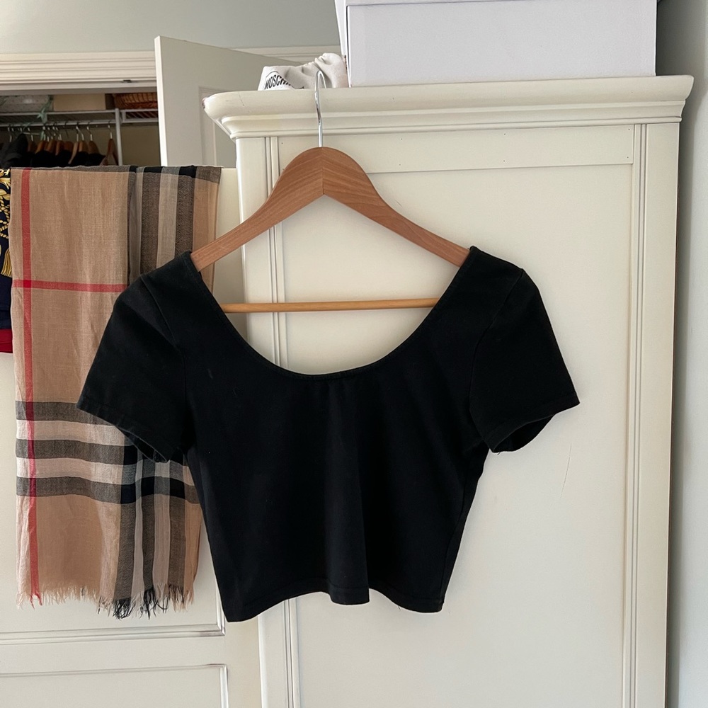 Urban Outfitters Mink Pink Black Crop Top Blouse
